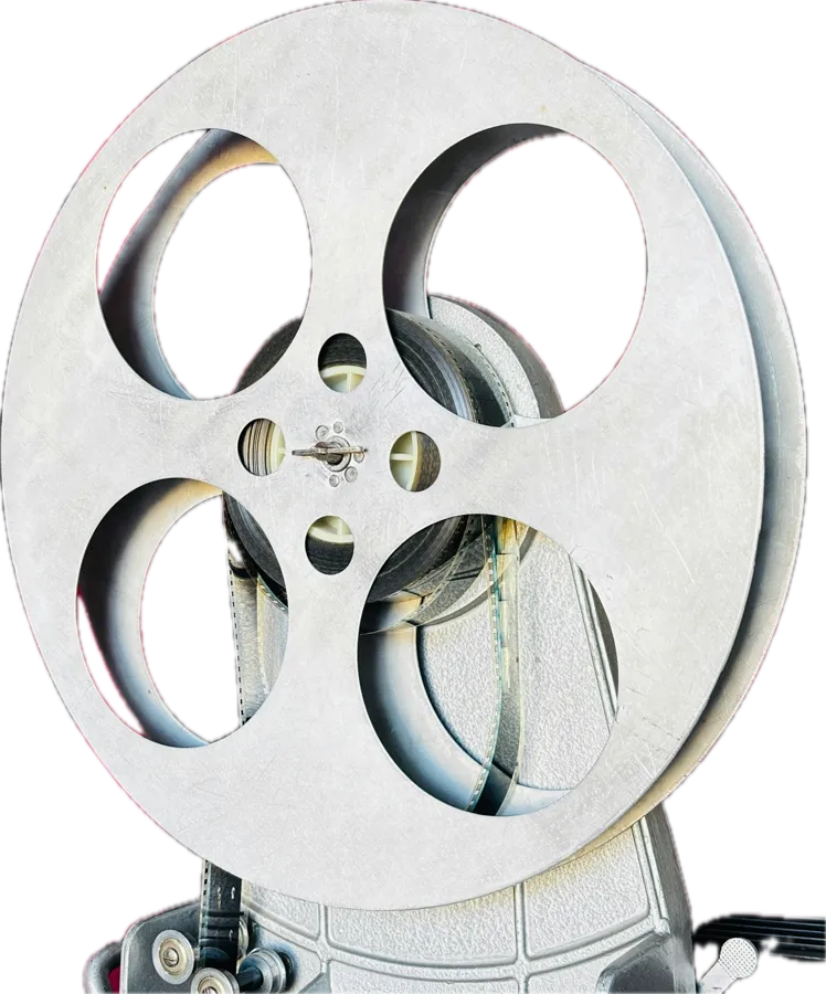 Ilustración de una bobina de película en blanco y negro