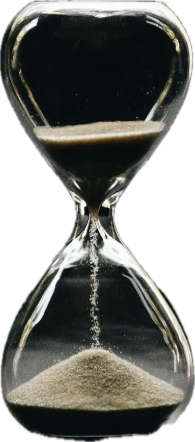 Ilustración de un reloj de arena en blanco y negro
